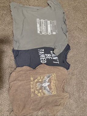 Vintage Graphic Tee Trio - Gray, Navy, Brown
